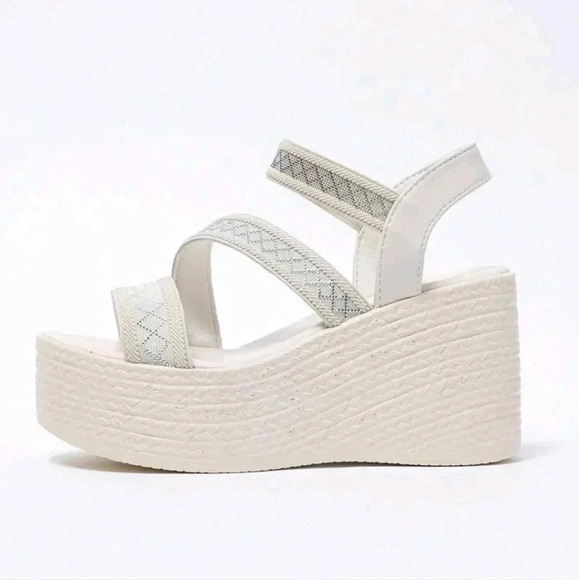 Women Fashion Chunky Platform Elastic Strap Wedge Sandals - Picture 4 of 6